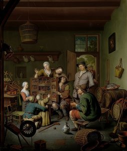 Harvinaisuuksien laatikko (? T Fraay Curieus). 1718 tekijältä Willem Van Mieris
