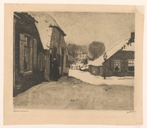 Lumen peittämiä taloja Edessä tekijältä Willem Witsen (signed by artist)