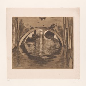 Näkymä sillan alta kahdella soutuveneellä Under the Bridge, Venetsia (alkuperäinen nimi) tekijältä Willem Witsen (signed by artist)