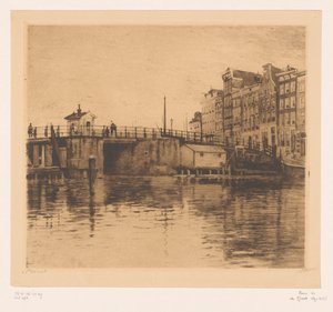Näkymä Kraansluisiin Amsterdamissa tekijältä Willem Witsen (signed by artist)