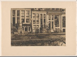 Näkymä taloista Oude Waalilla Amsterdamissa Amsterdam Oude Waal (otsikko esineessä) tekijältä Willem Witsen (signed by artist)