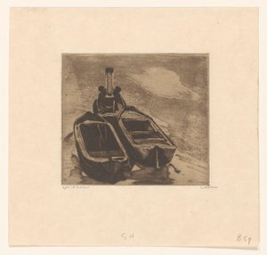 Hinaaja kahdella proomulla tekijältä Willem Witsen (signed by artist)