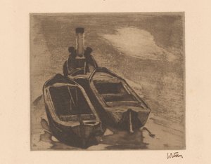 Hinaaja kahdella proomulla tekijältä Willem Witsen (signed by artist)