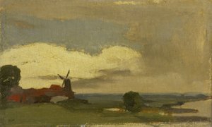 Maisema Wijk bij Duursteden tuulimyllyllä tekijältä Willem Arnoldus Witsen