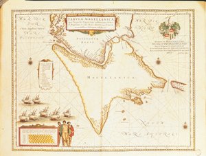 Magellanin salmi Willemin ja Joan Blaeun Theatrum Orbis Terrarumilta tekijältä Willem and Joan  Blaeu