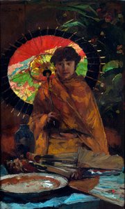 ""Tyttö japanilaisella päivänvarjolla" Willem de Zwartin (862-1931) maalaus - noin 1899 - Öljy kankaalle Koko 82,5x51 cm Gemeentemuseum Den Haag tekijältä Willem de Zwart