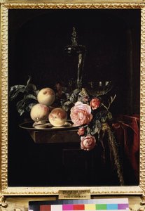 ""Ruusujen ja persikoiden asetelma"" (Ruusut ja persikat) Willem van Aelstin maalaus (1625-noin 1683) 1659 Pushkin-museo, Moskova tekijältä Willem van Aelst