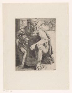 metsästäjä koiran kanssa tekijältä Willem van Konijnenburg (signed by artist)
