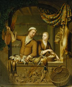 Siipikarjan myyjät, 1727 tekijältä Willem Van Mieris
