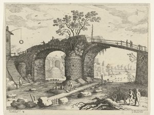 Silta joen yli Italian maisemat (sarjan nimi) tekijältä Willem van Nieulandt (II)