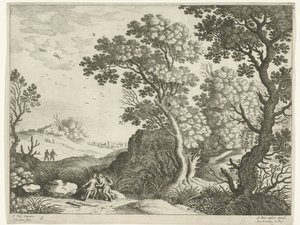 Maisema Dianan ja nymfin kanssa Italian maisemat (sarjan nimi) tekijältä Willem van Nieulandt (II)