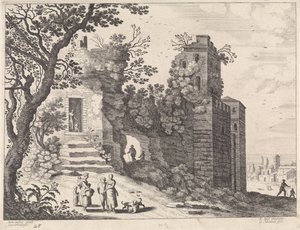 Ruin kanssa ryhmä naisia ​​ja lapsia Italian maisemat (sarjan nimi)