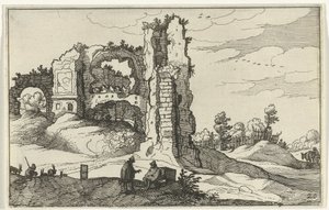 Raunio portilla Roomalaiset rauniot ja rannikkomaisemat (sarja 1) (sarjan nimi) tekijältä Willem van Nieulandt (II)
