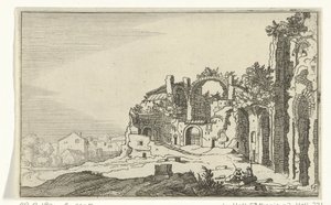 Diocletianuksen kylpylät Roomalaiset rauniot ja rannikkomaisemat (sarja 1) (sarjan nimi) tekijältä Willem van Nieulandt (II)
