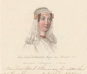 Alkmaarin tytön päähine, 1816 Pohjois-Hollannin tyttö Alkmaarista / Une Jeune d