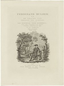 Istuva matkustaja ja poika maisemassa Nimisivu: J.G. Tobler, Ferdinand Dulder, 1838