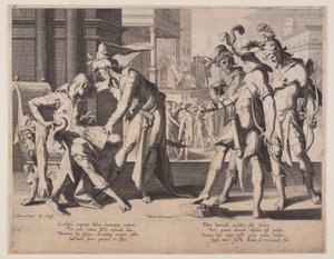 Cambyses käskee nylkemistä, levy 6 teoksesta Thrones of Justice (Thronus Iustitiae). tekijältä Willem van Swanenburgh