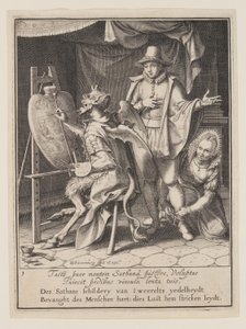 Paholainen maalaa ihmisen sydämen, Allegoriasta maallisen omaisuuden väärinkäytöstä. tekijältä Willem van Swanenburgh