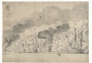 Lowestoftin taistelu 13. kesäkuuta 1665 tekijältä Willem van de Velde (I)