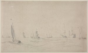 Merenkulku aaltoilevalla merellä, 1665. tekijältä Willem van de Velde