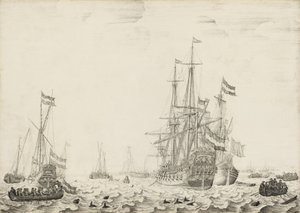 Hollantilaiset laivat lähellä rannikkoa, 1650-luvun alku.