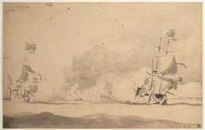 Hollantilainen alus jahtaa englantilaista alusta.