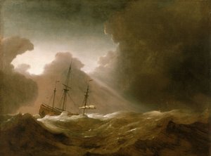 Hollantilainen laiva myrskyn alla, noin 1690 (öljy kankaalle).