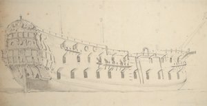 Englantilaisen neljännen luokan jäsenen muotokuva, noin 1685 (grafiitti, harmaa tussi).