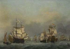 Neljän päivän taistelu, n. 1670 tekijältä Willem van de Velde the Younger