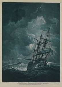 Laiva myrskyssä ajelehtii tekijältä Willem van de the Elder Velde