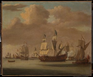 Rauhallinen: "Royal James", kuninkaallinen jahti ja muu merenkulku. tekijältä Willem van de the Elder Velde