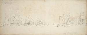 De Ruyter Trompin laivastoon liittyminen Pohjanmerellä 8.-18. elokuuta 1665. tekijältä Willem van de the Elder Velde
