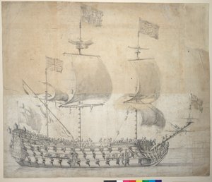 HMS Britannia (piirustus) tekijältä Willem van de the Elder Velde