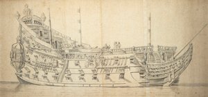 Muotokuva "Tre Foldighedistä", noin 1659 (harmaa pesu). tekijältä Willem van de the Elder Velde