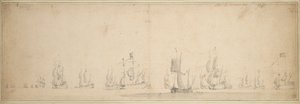 Alankomaiden laivasto ennen Lowestoftin taistelua touko-kesäkuussa 1665. tekijältä Willem van de the Elder Velde
