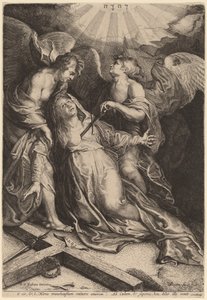 Mater Dolorosa polvillaan, tukena kaksi enkeliä tekijältä Willem van der Leeuw after Sir Peter Paul Rubens