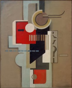 Kone, jossa on punainen neliö tekijältä Willi Baumeister