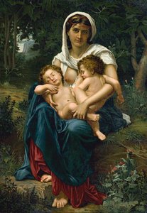Hyväntekeväisyys (chromolitho) tekijältä William Adolphe (after) Bouguereau