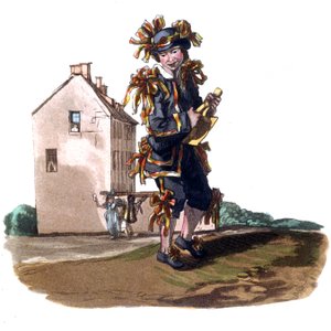 Nuohoojan poika vappupuvussa, n.1820 (kaiverrus) tekijältä William (after) Alexander