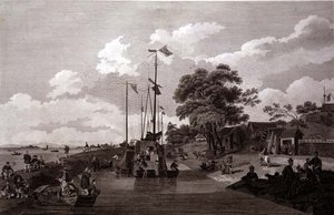 Näkymä Pao-Yng-järvelle, jossa sen erottaa Grand Canalista Maan pengerrys, kaiverrettu William (1747-1810) ja Elizabeth Ellis, pubi. kirjoittanut G. Nicol tekijältä William (after) Alexander