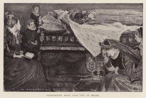 Elisabetin I ruumis asetettiin leposijalle, pub. 1898 (litografia)