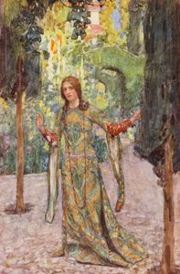Shakespearen Romeo ja Julia: näytös II, kohtaus V (värilitografia).