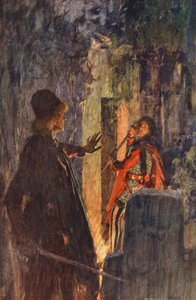 Shakespearen Romeo ja Julia: näytös V, kohtaus III (värilitografia).
