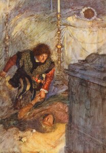 Shakespearen Romeo ja Julia: näytös V, kohtaus III (värilitografia).