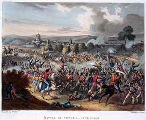 Arthur Wellesley (1769-1852) Lord Wellington astumassa Salamancaan, kaivertanut J.C. Stadler, julkaistu 1818 (akvatinta)