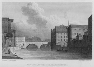 Uusi Bailey Bridge, Manchester (kaiverrus) tekijältä William (after) Westall