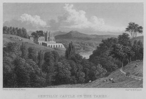 Pentillie Castle on the Tamer (kaiverrus) tekijältä William (after) Westall