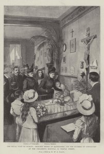 Kuninkaallinen vierailu Dubliniin, prinsessa Henry of Battenberg ja herttuatar Connaught lastensairaalassa Temple Streetin lithossa tekijältä William A. Donnelly
