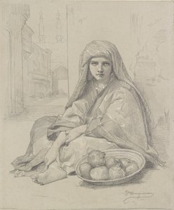 Pohjoisafrikkalainen tyttö myy granaattiomenia, 1800-luvun loppu tekijältä William Adolphe Bouguereau