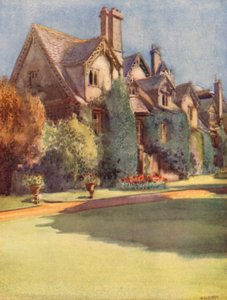 Worcester Collegen "mansiones"; jäänne benediktiinimunkkien salista (värilitografia).
